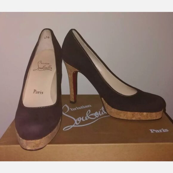 Christian Louboutin 36 Bruges Brown Suede Cork Platform Simple Pumps - Picture 11 of 11